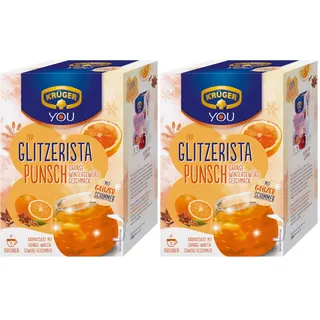 Krüger GLITZERISTA Punsch Orange-Wintergewürz, mit echtem Glitzer-Schimmer, 200g (10x 20g Sachets) (Packung mit 2)