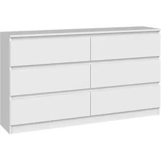 Cdf Kommode Malwa M6 140  Farbe: Weiß  Schrank Für Dokumente, Kleinigkeiten  Ideal Für Wohnzimmer, Schlafzimmer, Kinderzimmer, Jugendzimmer Und Büro  6 Geräumige Schubladen