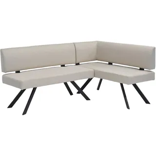 byLIVING Eckbank Toronto, Taschenfederkern, Bezug in Taupe, Gestell schwarz