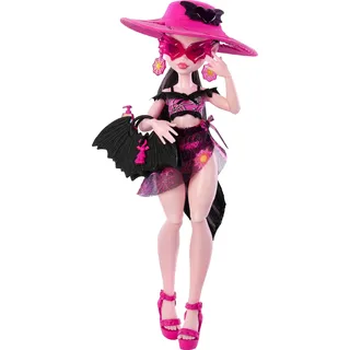 Monster High Puppenzubehör Draculaura Puppe mit Badeanzug, Sarong & Strandzubehör Rosa/Rot HRP66