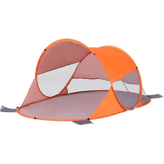 Outsunny Strandzelt Pop-Up automatischer schneller Schutz UV Fenster Bodenteppich Orange   Aosom