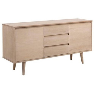 Actona Group AC Design Furniture Anrichte, Eiche/Furnier, 2 Türen, Einlegeböden, 3 Schubladen, 150 cm,