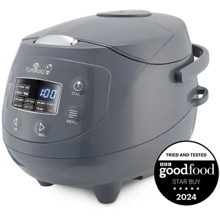Yum Asia Panda Mini-Reiskocher mit Ninja-Keramikschüssel und Advanced Fuzzy Logic (3,5 Tassen, 0,63 Liter) 4 Reisfunktionen, 4 Multicooker-Funktion, 220–240V (Cobalt Grey)