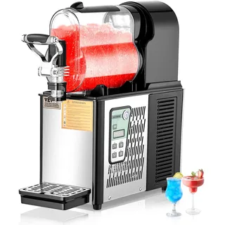 Vevor kommerzielle Slusheis Maschine 3 L Einzeltank-Maschine für gefrorene Getränke, 12 Tassen Edelstahl Slush-Eis-Maschine mit Tastenfeld Softeis Maker für Partys Restaurants Cafés Bars Schwarz
