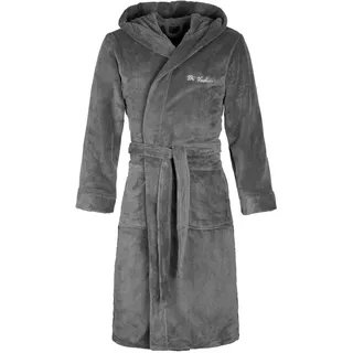 Di Vadini Unisex Herren Damen Bademantel Florenz mit Kapuze I Morgenmantel flauschig I Nachtwäsche aus edler Mikrofaser Farbe: Grey Gr. 4XL - 4XL Große Größen