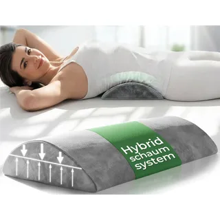 Well B4 Ergonomisches Lendenwirbelkissen für Bett & Sofa - Lendenkissen zur Rückenstütze im Liegen - Lordosekissen für die Lendenwirbelsäule - Rücken Lendenstützkissen, Lumbar Support Pillow - GRAU