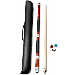 John West Pool Billardqueue Premium-Set – Queue in 4 Längen nutzbar 145/133/125/112 cm, mit Tasche, Ersatzleder, Kreide & Queuespitzentrimmer