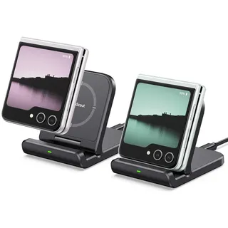 SwanScout Ladestation für Samsung Z Flip 7 (2 Pack), Faltbare Ladegeräte für Galaxy Z Flip 7 FE/6/5/4/3, Induktive Ladestation für Samsung Galaxy Z Flip Serie/Moto Razr+, SwanScout 501S (ohne Adapter)