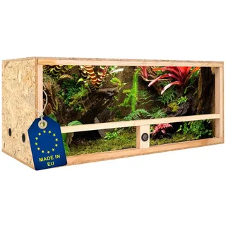 Ita Holz Terrarium 120x50x50 cm mit Seitenbelüftung & Integriertem Hygrometer - Holzterrarium aus OSB-3 Platten - Terrarien für Reptilien, Schlangen, Amphibien - EU Produkt, FSC Zertifiziert