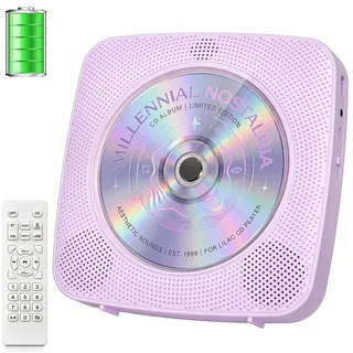 Gueray Tragbarer CD Player Tragbar Radio CD Players Kinder Lila | CD-Player Discman mit 1800mAh Akku Lautsprecher abnehmbaren Staubschutzabdeckung Fernbedienung UKW-Radio USB AUX Funktion