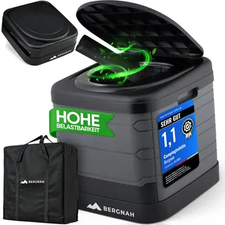 Bergnah Campingtoilette tragbar faltbar – Trockentrenntoilette ohne Chemie – Outdoor & Camping WC mit Bio-Beuteln & Tragetasche – stabil, geruchsfrei, ergonomisch – für Vanlife, Festival & Notfälle