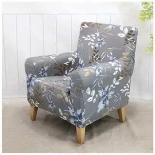 Qelus Sesselhusse Stretch Sofa Überzug Sesselbezug Waschbare Mit Armlehne Wohnzimmer, Elastisch Sessel überzug grau