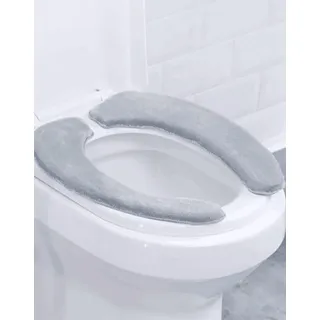 shouzhigo Verdicken Toilettensitzbezug Kissen Pads Wärmer Weich und Waschbar Toilettensitzbezug Pads (Grau, L)