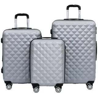 Beibye Koffer Beibye 3-tlg. - Light - XL-Volumen - 4 Rollen - Dehnfalte, div. Farben silberfarben