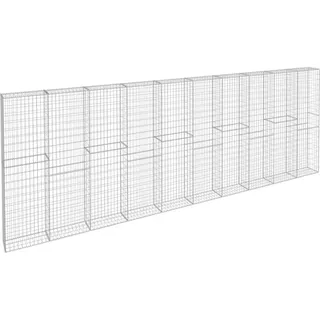 Tidyard Gabionenwand mit Abdeckung Gabione Verzinkter Stahl,Wand Sitzfläche Steinzaun Drahtkorb für Stützmauern Gartenzaun Mauer Säule,Abmessungen:600 x 30 x 200 cm (L x B x H)