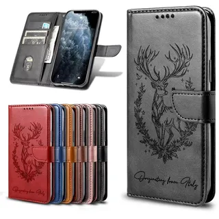 für Samsung Galaxy A36 5G/A56 Hülle Hirsch Premium Leder Book PU Flip Case Wallet Lederhülle Handyhülle Klapphülle Magnetisch Bumper Schutzhülle Kompatibel mit Samsung Galaxy A36 5G/A56 schwarz