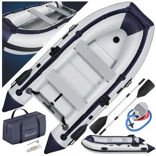 KESSER Schlauchboot aufblasbares Paddelboot für 4 Personen, motorisierbar, 3,20m, WAVE Motor geeignet blau|grau 155 cm x 320 cm x 70 cm