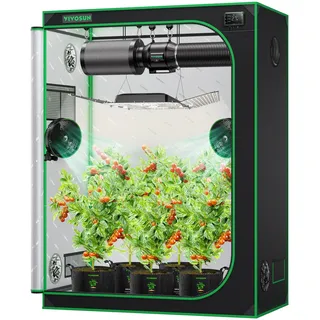 VIVOSUN S538 150x80x200cm Growzelt, hochreflektierendes Mylar mit Sichtfenster und Bodenwanne für Hydroponik, für Indoor-Pflanzen, für VS2000/VSF4300