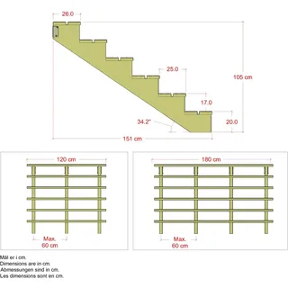 Plus Außentreppe Kiefer 6 Stufen 120 cm breit