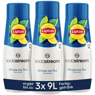 SodaStream Sirup 3x Lipton Ice Tea Zitrone, 1x Flasche ergibt 9 Liter Fertiggetränk, Sekundenschnell zubereitet und immer frisch, 3x 440 ml