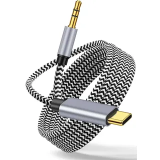 LecLooc USB C auf Aux Kabel 1M,USB Typ C auf Klinke Kabel 3.5mm Jack Audio Auto für iPhone 16/15/Galaxy S24/Huawei/Pixel/iPad/Car Stereos
