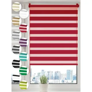 Doppelrollo Klemmfix ohne Bohren Rollos für Fenster und Tür Seitenzugrollo, Sonello, blickdicht, ohne Bohren, freihängend, Klemmfix, 100cm x 100cm Rot Duo Rollo, Lichtschutz, Jalousie mit Klemmträger rot 100 cm x 100 cm