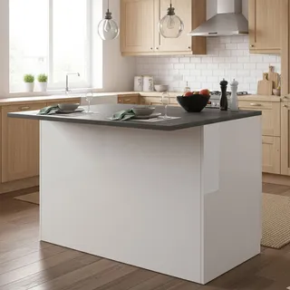 Dmora Unterschrank Kücheninsel Emmanuel 125 x 90 x 90 cm Weiß