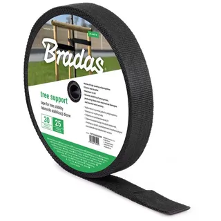Bradas Baumbindeband Tree Support 30mm x 25m Gartenband zur Befestigung von Bäumen, Setzlingen und Sträuchern Uv-beständig Baumbefestigung Tyts3025/bk