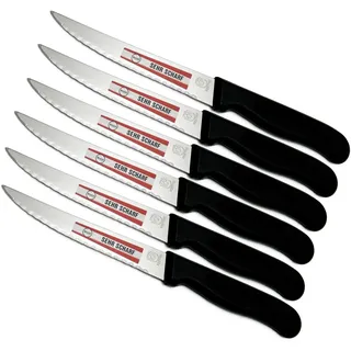 NEUSTANLO Vespermesser Set 6-teilig | Universalmesser mit schwarzem Griff | Frühstücksmesser & Jausenmesser | ideal als Brotzeitmesser für Küche, Brot & Aufschnitt
