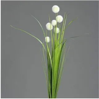 Kunstpflanze Kugelgras Busch 70cm weiß-Creme Dekogras künstlicher Kunstgras, mucPlants
