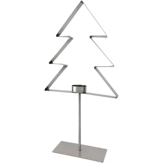 Creativ deco Teelichthalter CREATIV DECO "Weihnachtsdeko", silber (edelstahlfarben), B:21cm H:45cm T:7cm, Edelstahl, Kerzenhalter, Teelichthalter