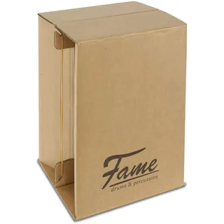 Fame Cardboard Cajon, Drum-Box, Pappcajon, Trommelkiste, zusammenklappbar, Snare-Effekt, Sitztrommel, Trommel für Unterwegs, bis 90 kg