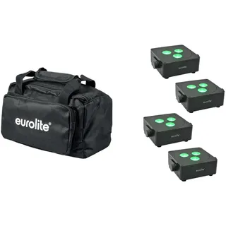 Eurolite Set 4x AKKU IP Flat Light 3 sw + Soft-Bag