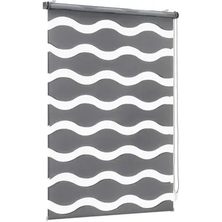 Sekey Doppelrollo Wellen 40 x 130 cm Dunkelgrau