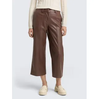 Tom Tailor Damen 1048846 Culotte Hose in Lederoptik, 27506-Dark Pecan Brown, 36W / 28L - 36W / 28L