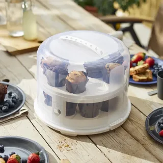 Rotho Tortenglocke Fresh XL mit Trays 26 cm inkl. zwei Einsätzen weiß