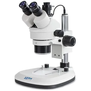 KERN Stereo-Zoom-Mikroskop trinokular OZL-465 Greenough 0,7-4,5x Okular HWF10x20 mit dimmbarer LED-Ringbeleuchtung