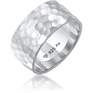 Elli Fingerring "Breit Bandring Gehämmert Matt Schmuck Geschenk 925er Silber" Gr. 52, silber, Fingerringe, Damen, 52mm, ohne Stein, Silber 925 (Sterlingsilber), 9mm, Fingerring