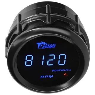 LKRXW Auto Drehzahlmesser 2Zoll 52mm Drehzahlmesser Messgerät 12V Blau Licht Tachometer Messgerät Kfz Digitale Tacho Meter Anzeige Geschwindigkeitsmesser 0-9999 RPM