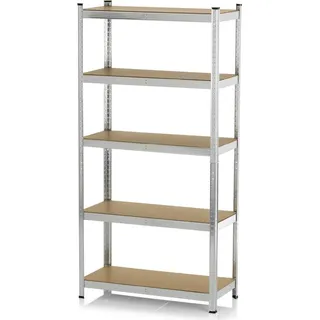 EasyMaxx Schwerlastregal EASYmaxx Silberfarben/Hellbraun