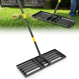 Rasenrechen Groß 152cm Metall, Planierrechenschiene 76cm Boden-Nivelliergerät Rasenschleppe zum Einebnen, Erde Verteilen & Unkraut Entfernen - Werkzeug für Rasensanierung, Gartenbau, Golfplatzpflege