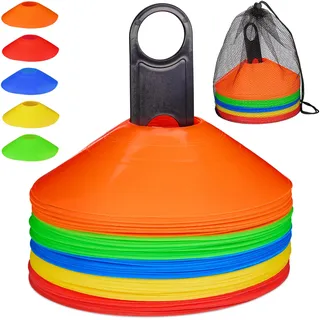 Relaxdays Markierungshütchen Fußball, Blau,Grün,Rot