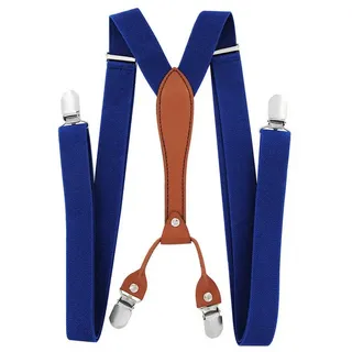 axy Hosenträger Herren Hosenträger 4 Stabile Clips X-Form 2,5cm Breit verstellbar und elastisch 120cm Lang blau