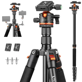 Victiv 200cm Kamera Stativ, Tragbares Stabiles Reisestativ, 2-in-1 Dreibein Stativ, Einbeinstativ mit 360° Panorama Kugelkopf für DSLR Canon Nikon Sony, Aluminium Camera Tripod, Stative für Smartphone