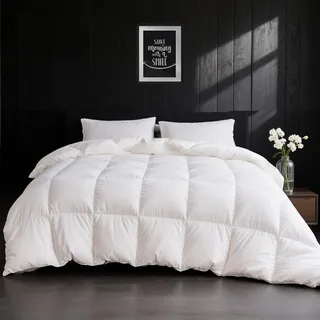 APSMILE Daunendecke 135x200 Winter Extra Warm Bettdecke mit Hohe Flauschigkeit Gänsedaunen und Federn, 100% Ägyptische Baumwolle, Allergiker Natur Duvet RDS Zertifiziert für Tierwoh