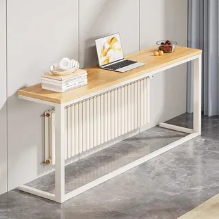 JSWHYBD Heizkörper Regal, Aufbewahrungsregal über dem Heizkörper - Heizkörperabdeckungen mit Metallrahmen & Holzplatte für Zuhause, Vielseitiger Organizer für Wohnzimmer und Flur Walnut 100cm/39.4”