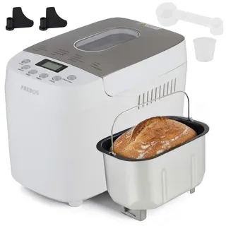 Arebos Brotbackautomat 15 Programme, Kunststoff, bis 1500g, Weiß