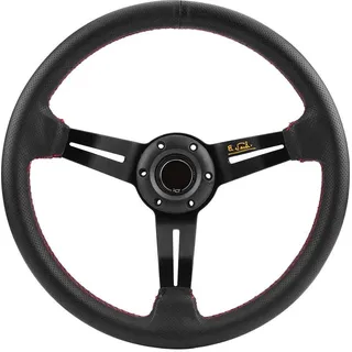 350 mm Lenkrad, Lenkrad, Verbessert den besten Grip, 350 mm Universal-Aluminiumrahmen, Schwarzes perforiertes Leder, Auto-Lenkrad mit Hupe (rot)