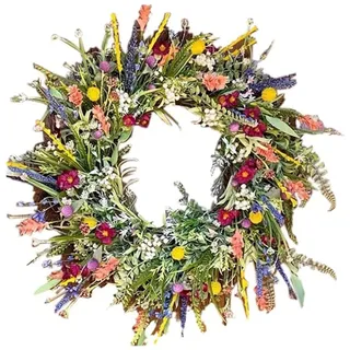 Ganzjährig Türkranz für Außen, Frühling Sommer Wildblume Kranz, Dekorative Mehrzweck-Girlande Frühlingkranz,Bunt Türkranz Frühling für Frühling Innen Außen Cafe Garten Deko (40cm)