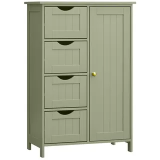 VASAGLE Badezimmerschrank 4 Schubladen, Schranktür, verstellbare Ablage